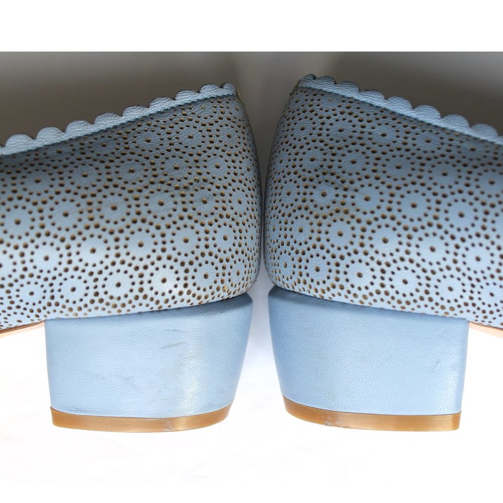 Salvatore Ferragamo Vara Bow Leather Pump Heel / Size 7.5B / Fleur Bleu Napa - Picture 9 of 14